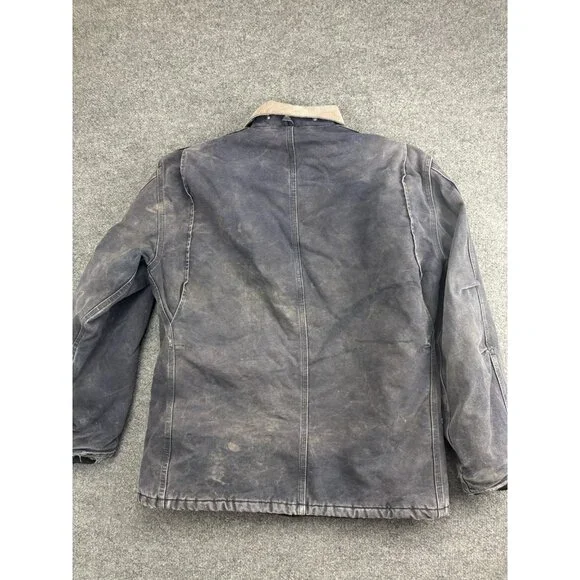 Carhartt Jacket Mens L Dark Navy Duck Quilt Lined Corduroy Collar C03 DNY